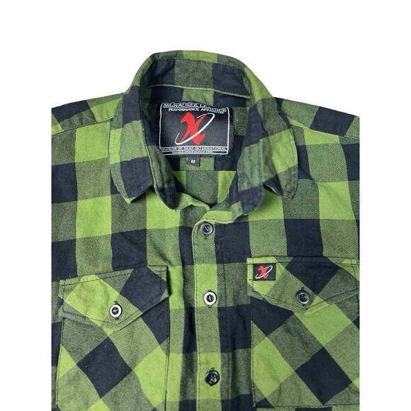 Milwaukee Leather Flannel Shirt Mens M Green Plaid Performance Apparel Button Up - Picture 2 of 10